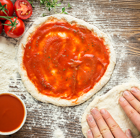 Essen, Präsentation des Essens, Pizza, Baby, Person, Kochen