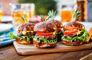 Essen, Präsentation des Essens, Burger, Brunch, Ketschup